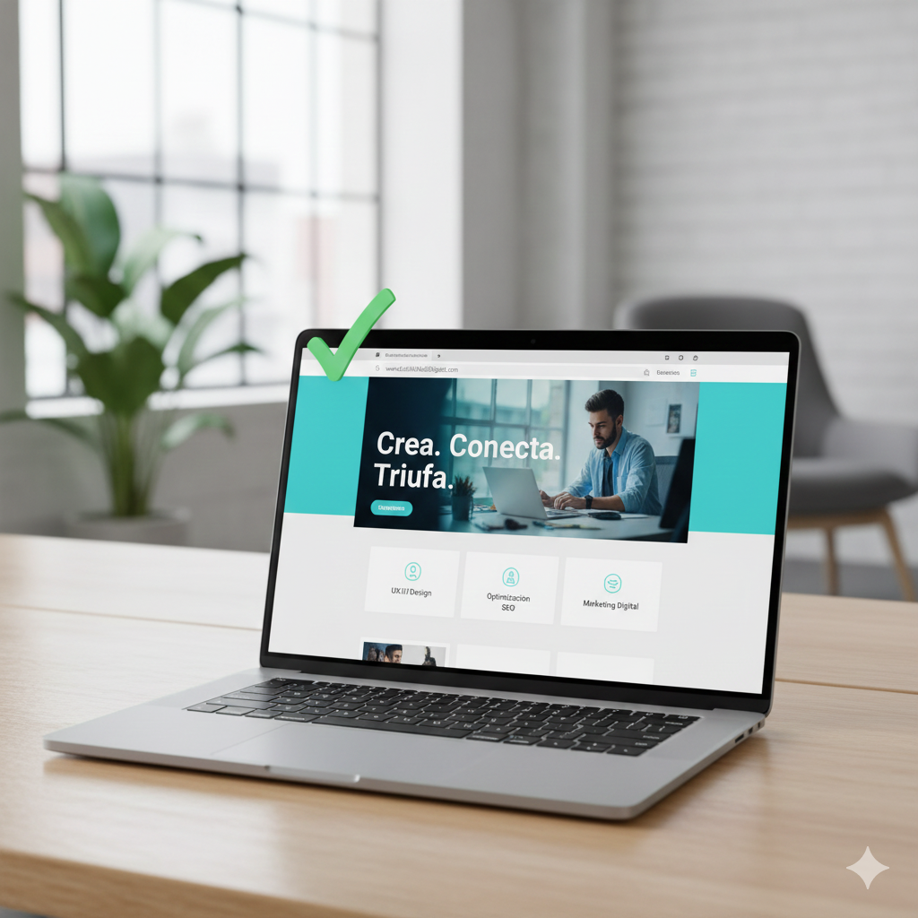 pantalla con una frase " Crea, conecta y Triunfa